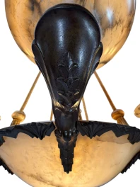 French Art Deco Alabaster Chandelier, 1930s